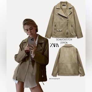 ZARA FAUX SUEDE BIKER JACKET